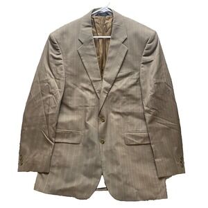 Alexandre Savile Row Long Coat Adult Euro Size 52 Tan Blazer Suit Striped‎ Mens